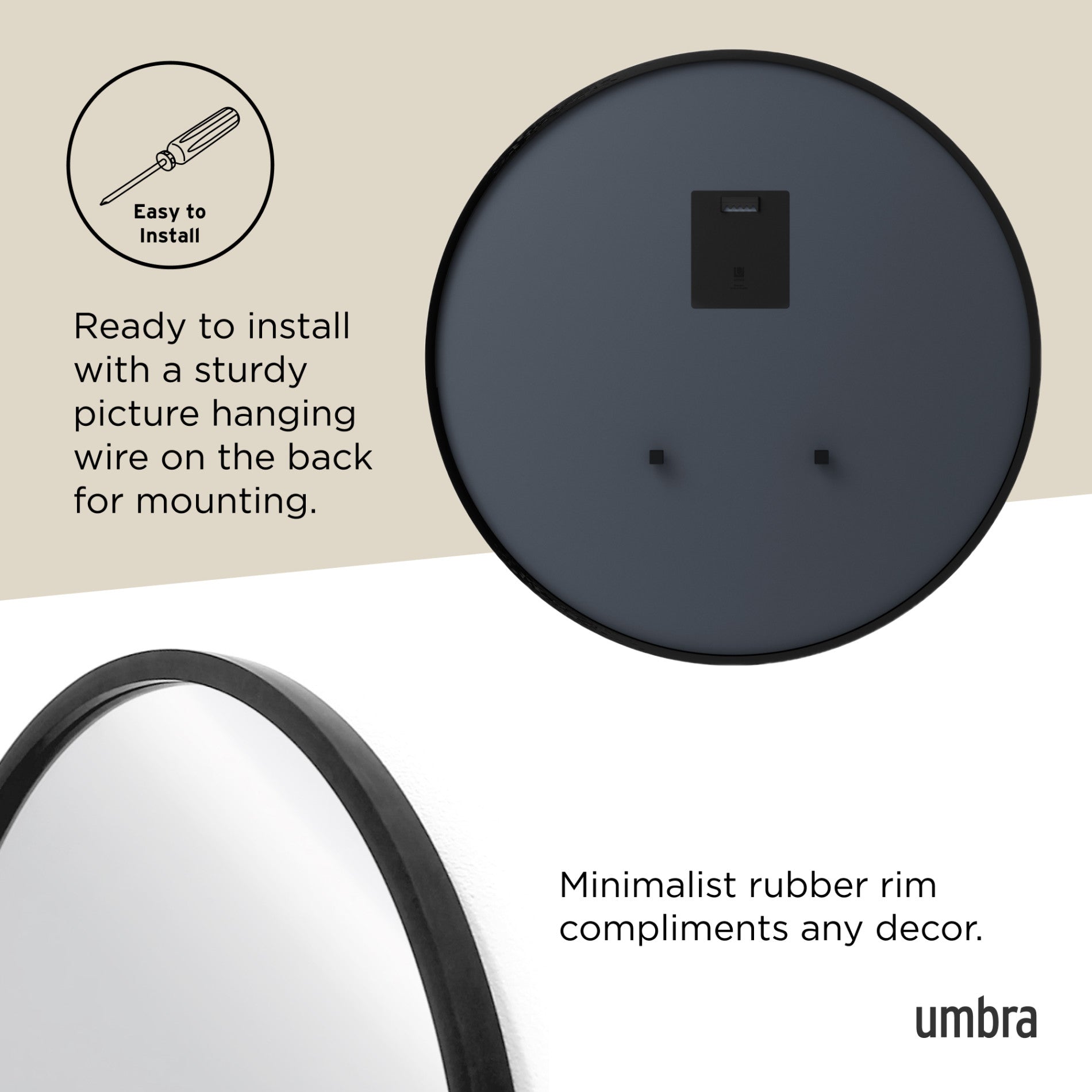 Hub Wall Mirror - Large Round & Modern Circular | Umbra