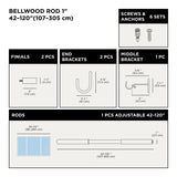 Single Curtain Rods | color: White-Natural | size: 42-120" (107-305 cm) | diameter: 1" (2.5 cm)