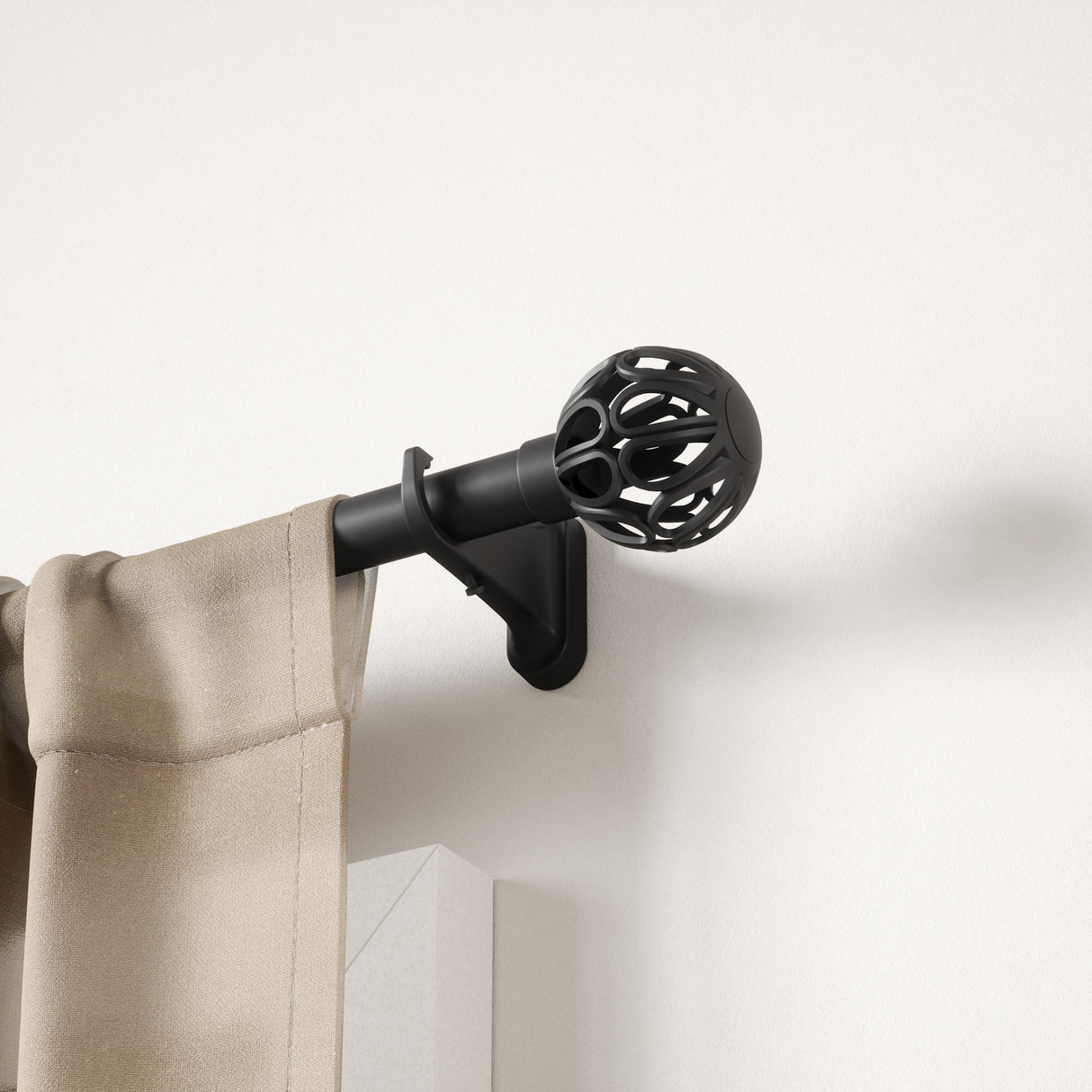 Single Curtain Rods | color: Matte-Black | size: 42-120" (107-305 cm) | diameter: 1" (2.5 cm)