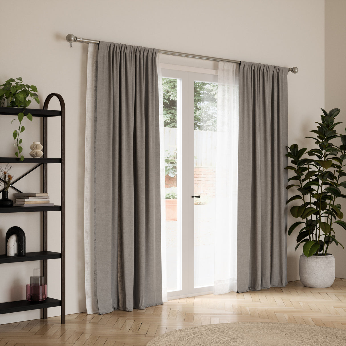 Double Curtain Rods | color: Eco-Friendly Nickel | size: 72-144" (183-366 cm) | diameter: 1 & 3/4" (4.44 cm)