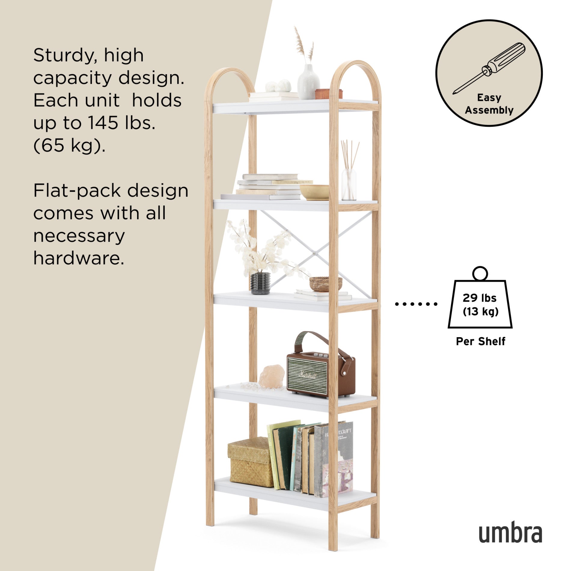 Bellwood Five Tier Shelf - Modern Freestanding Shelf Unit | Umbra