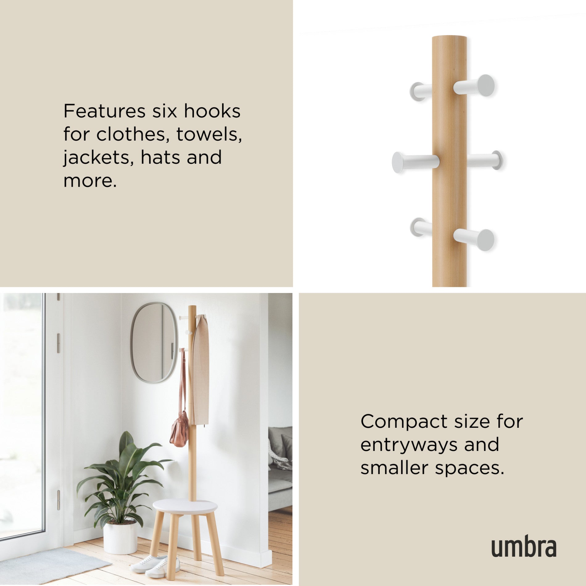 Pillar Stool & Coat Rack - The Ultimate Space Saver | Umbra