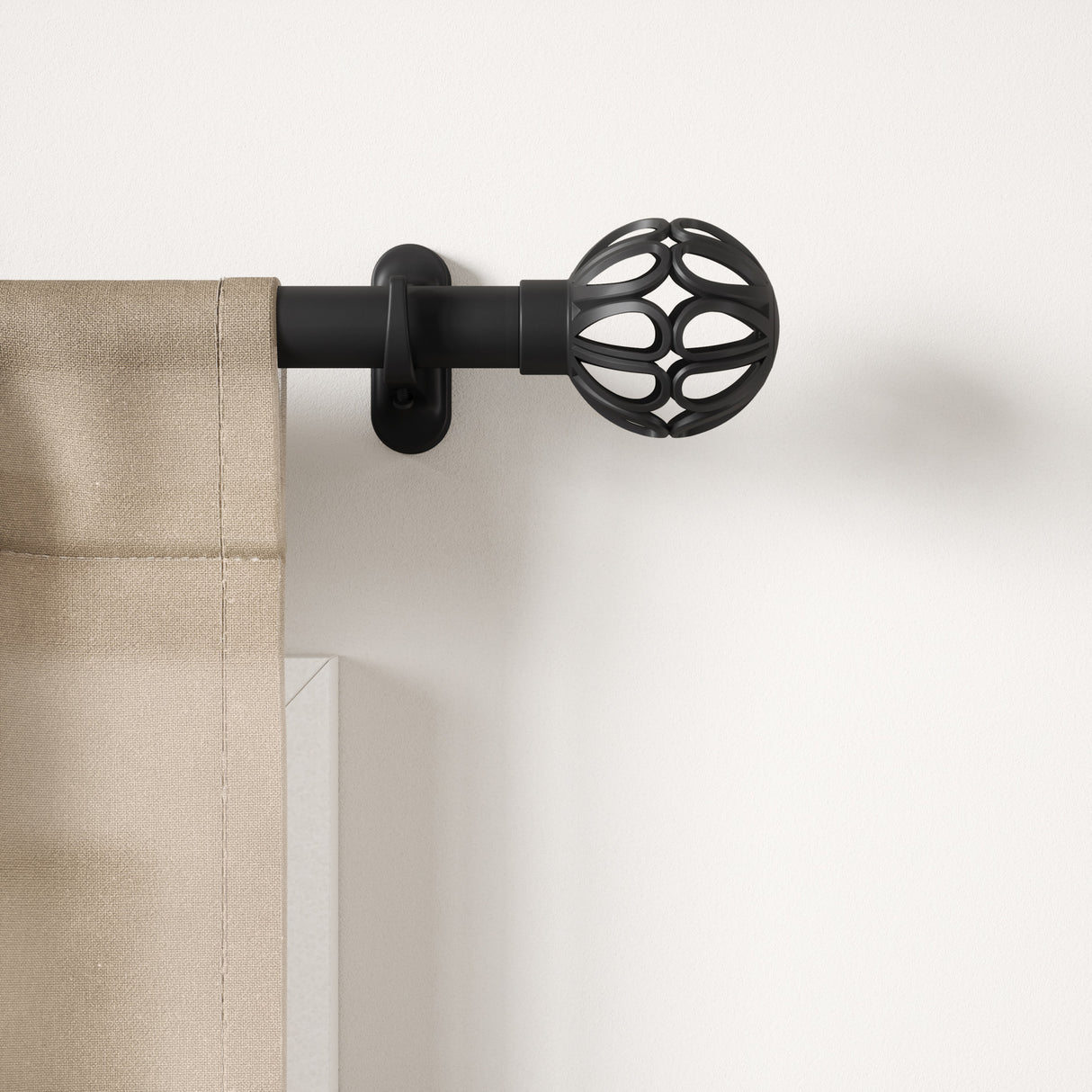 Single Curtain Rods | color: Matte-Black | size: 42-120" (107-305 cm) | diameter: 1" (2.5 cm) | Hover