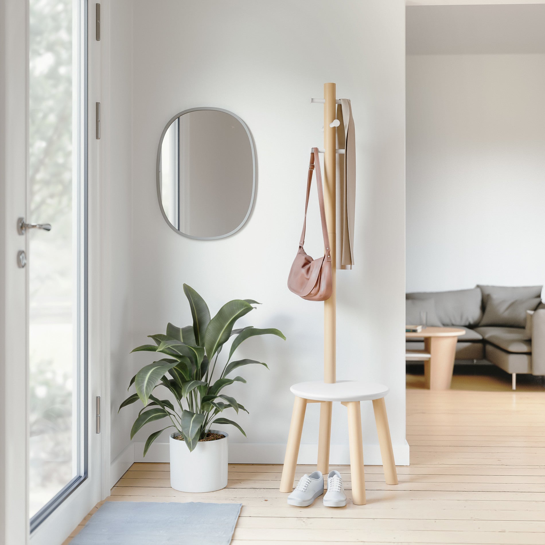 Pillar Stool & Coat Rack - The Ultimate Space Saver | Umbra