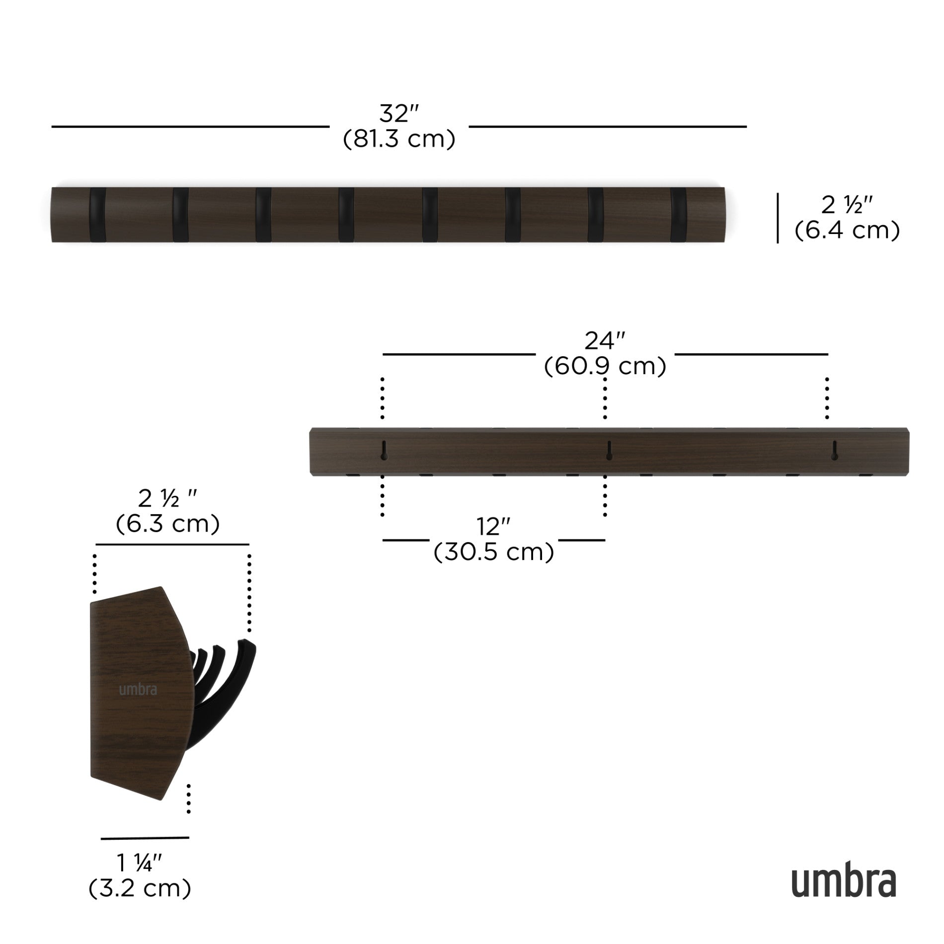 Flip 8 Wall Mounted Coat Rack | Umbra