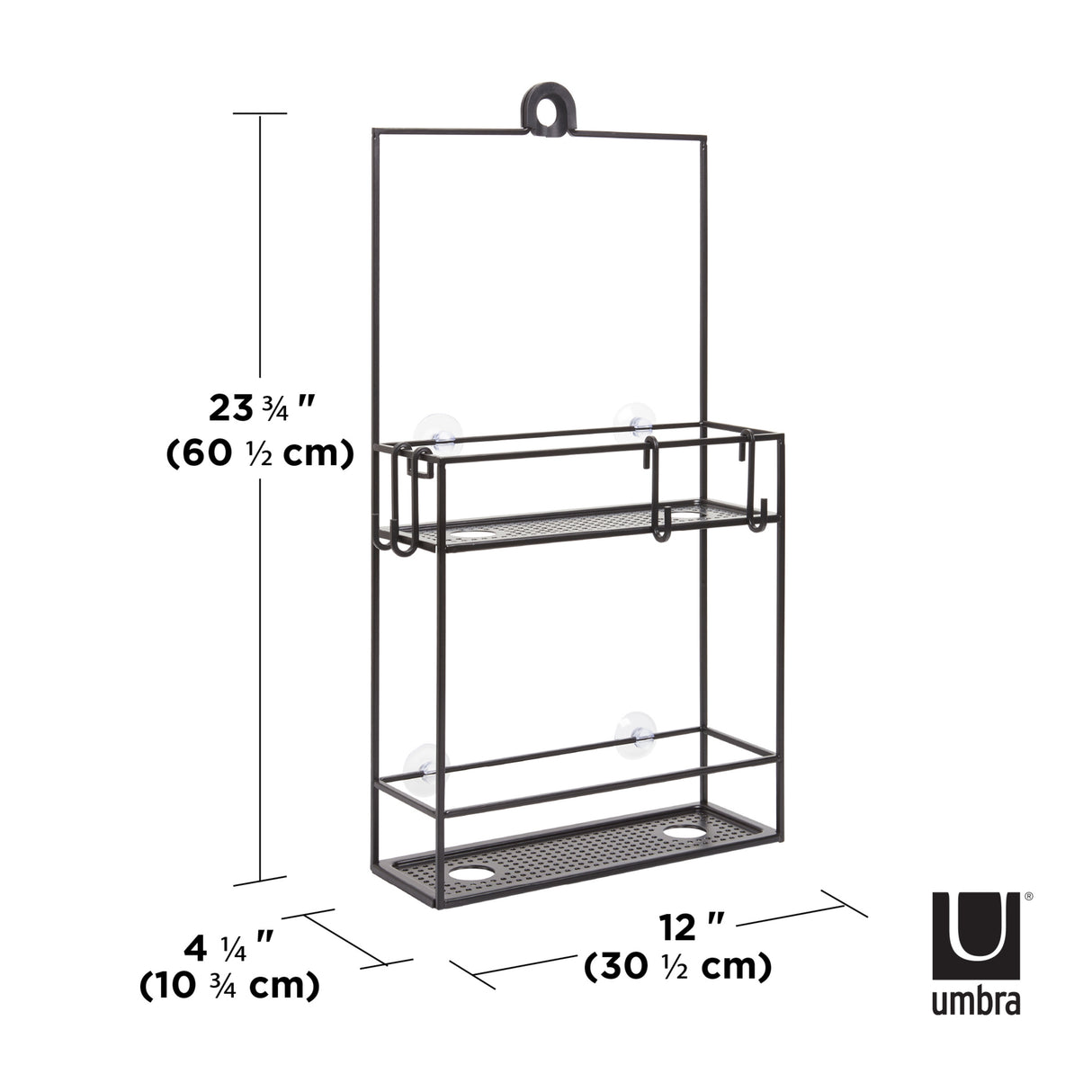 Shower Caddy with Hooks, Mounting Over Shower Head Or Door - On