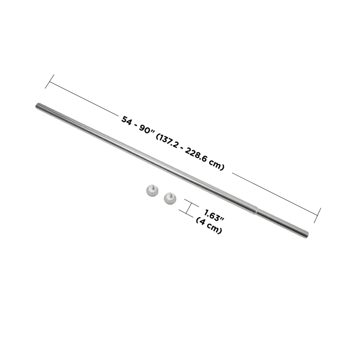 Tension Rods | color: Nickel | size: 54-90" (137-229 cm) | diameter: 7/8" (2.2 cm)