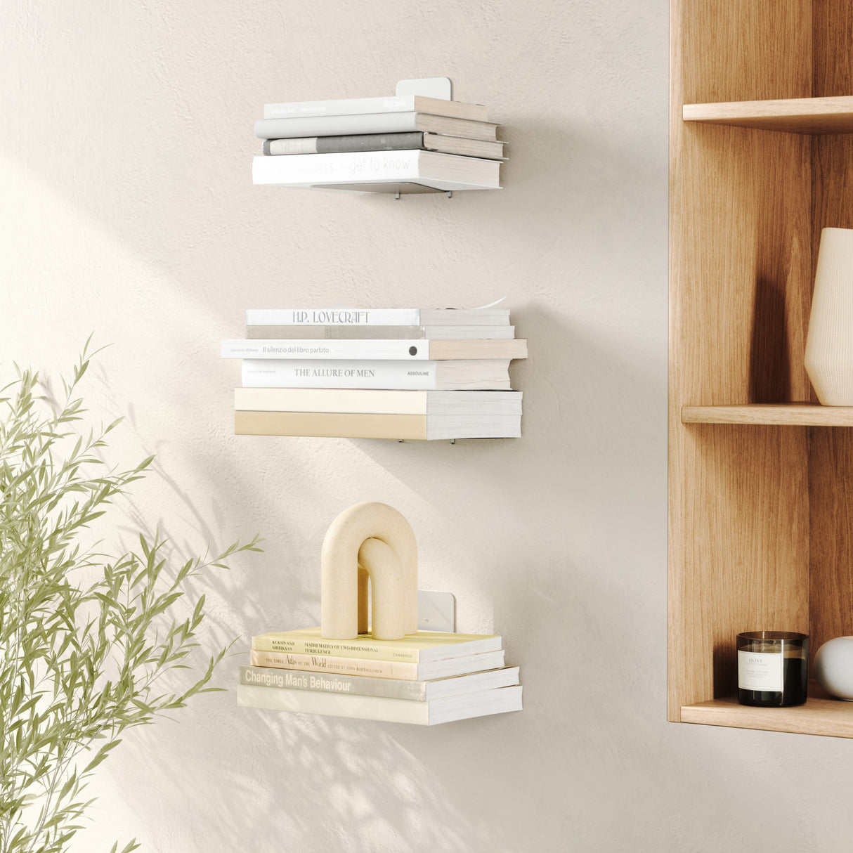 Anant Invisible Conceal Floating Book Shelf (Color : White) (Pack of 3)