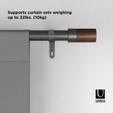 Single Curtain Rods | color: Gun-Metal | size: 72-144" (183-366 cm) | diameter: 1" (2.5 cm)