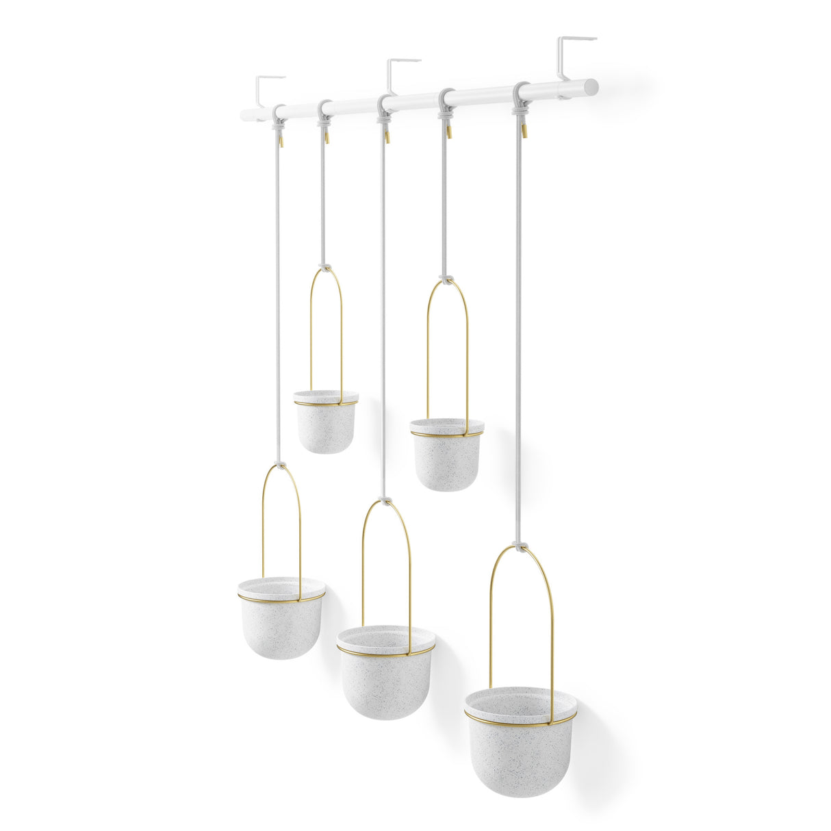 Hanging Planters | color: White-Brass