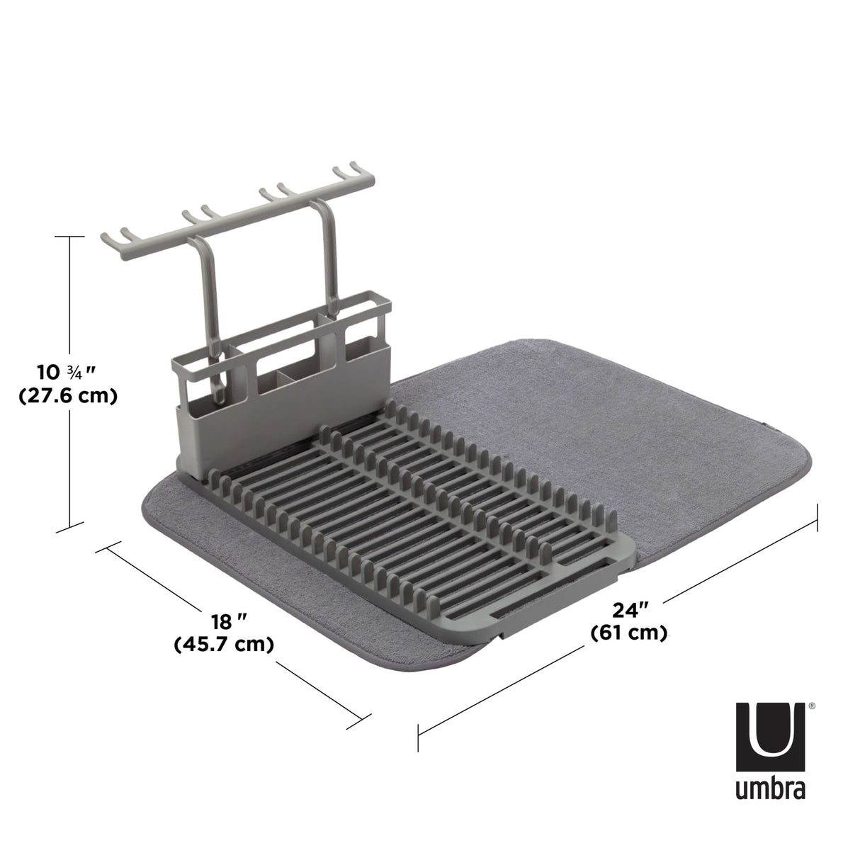 UDRY Drying Rack and Microfiber Dish Mat 24x18 - LINEN by Umbra