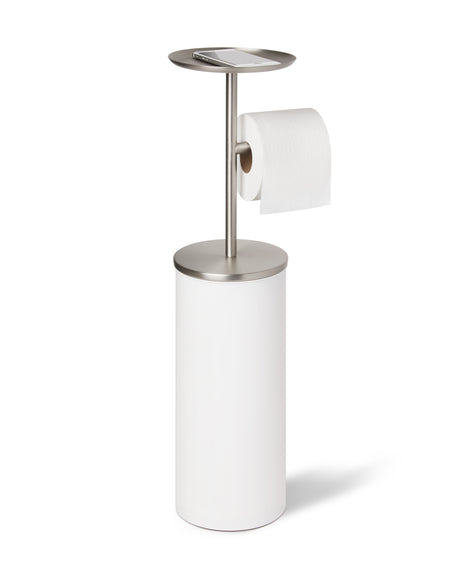 BWE Brushed Gold Freestanding Double Post Toilet Paper Holder with Storage  in the Toilet Paper Holders department at
