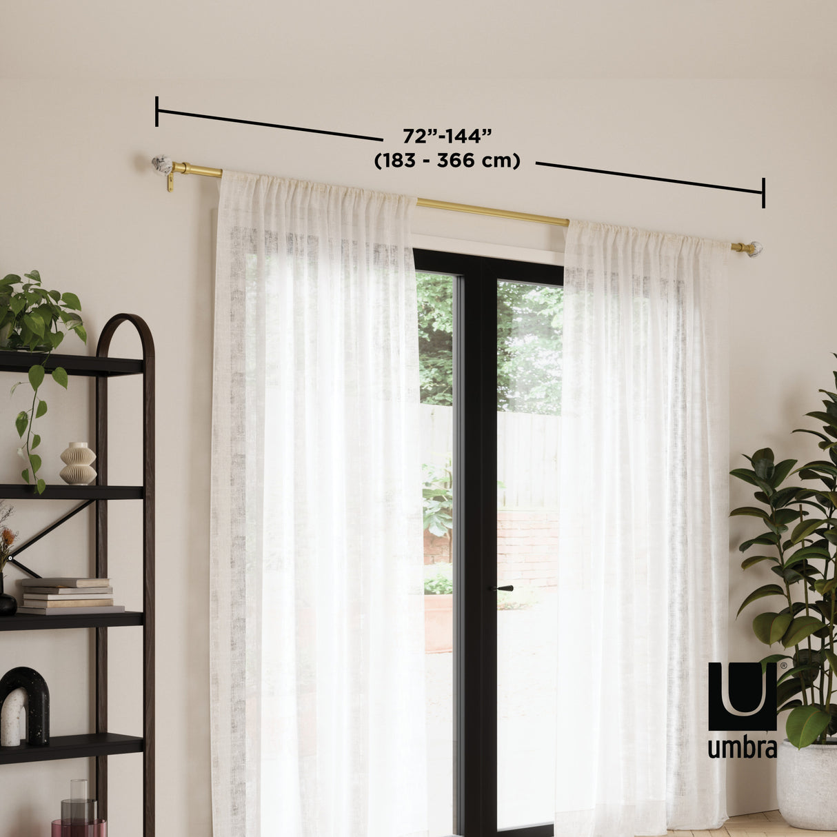Single Curtain Rods | color: Eco-Friendly Gold | size: 72-144" (183-366 cm) | diameter: 1" (2.5 cm)