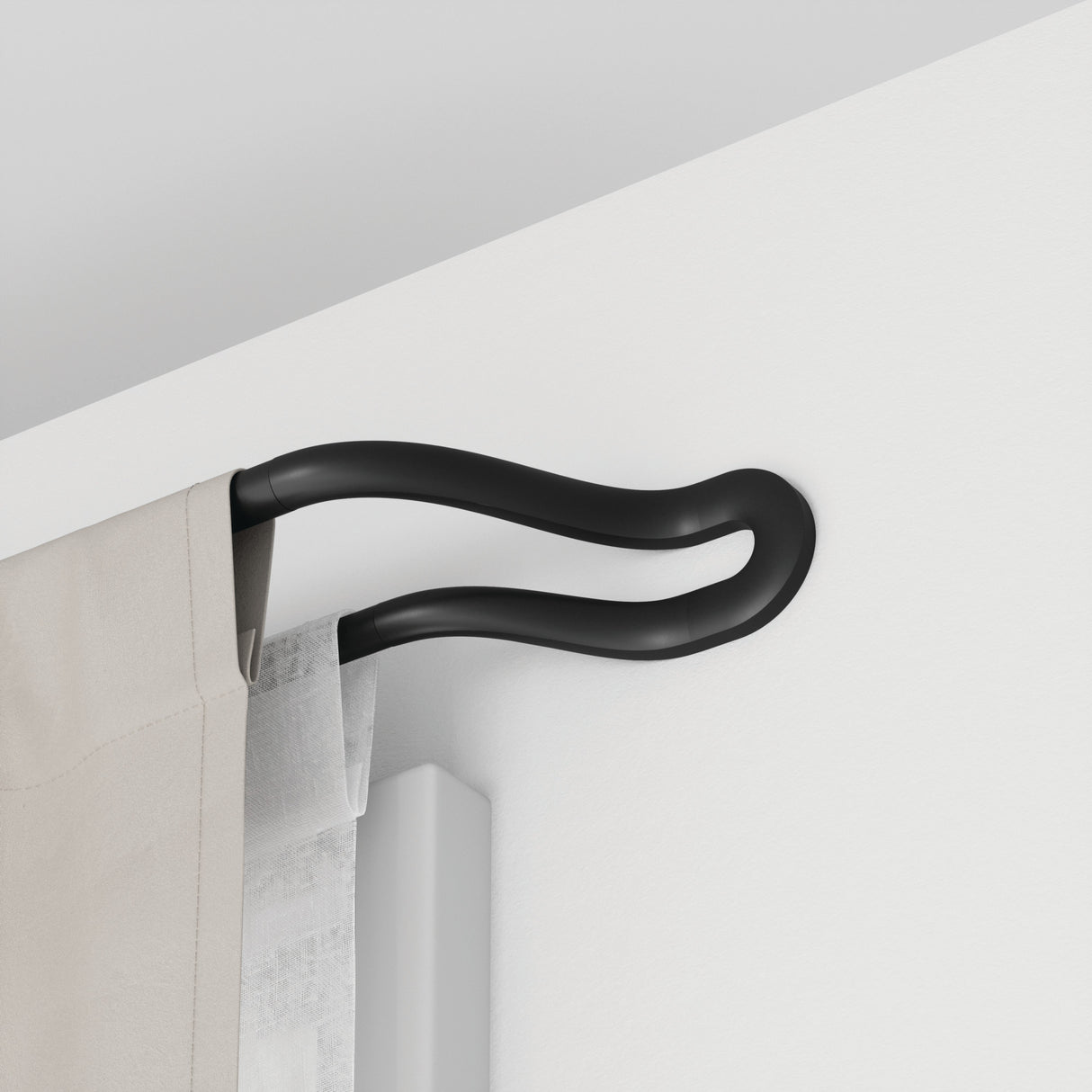 Double Curtain Rods | color: Matte Black | size: 42-120" (107-305 cm) | diameter: 3/4" (1.9cm) | https://vimeo.com/680591450