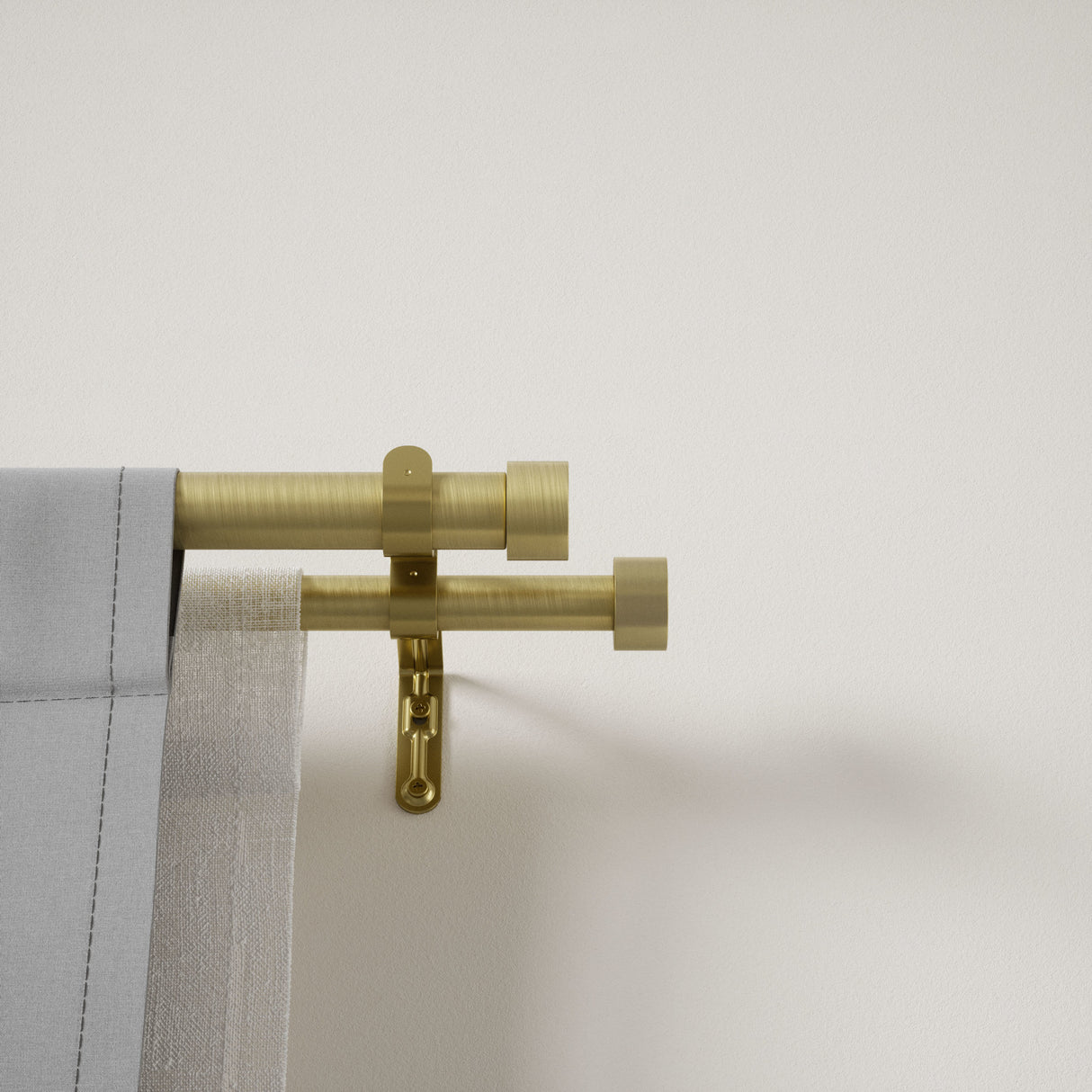 Double Curtain Rods | color: Brass | size: 66-120"(168-305cm) | diameter: 1"(2.5cm) | https://vimeo.com/625708718